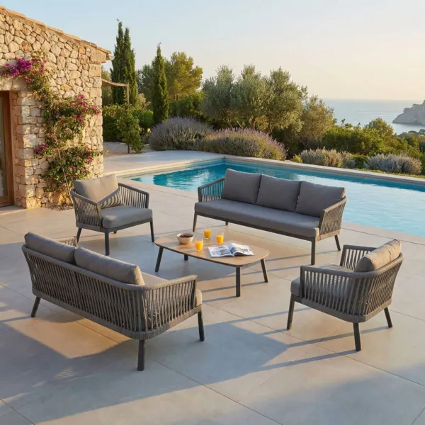 Conjunto de jardín en aluminio 7 plazas - 5 piezas Amalfi Gris antracita