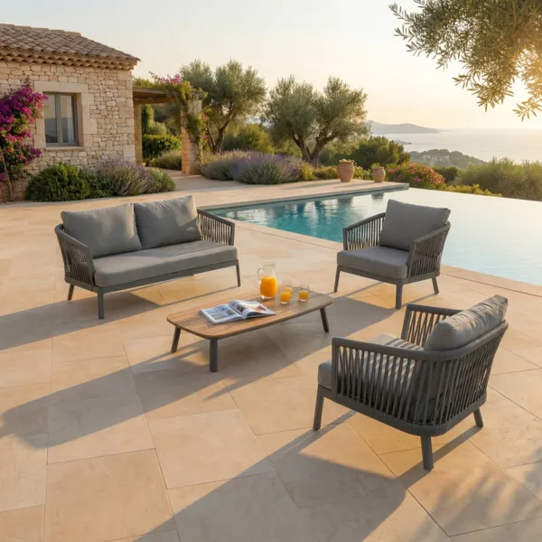 Loungeset aus Aluminium 4 Pl�tze 4 tlg Amalfi Anthrazitgrau