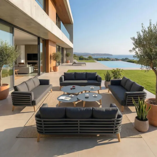 Salon de jardin aluminium 12 places 8 pcs Monte Carlo Gris anthracite