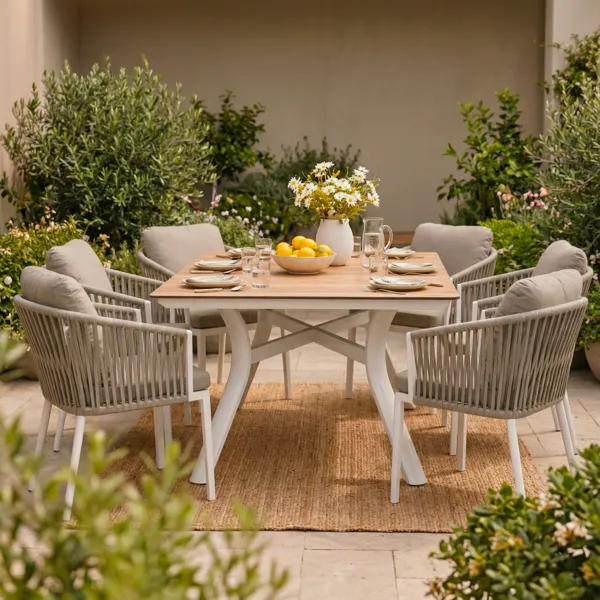 Tavolo da giardino alluminio 8 posti (136 x 136 cm) Amalfi Bianco