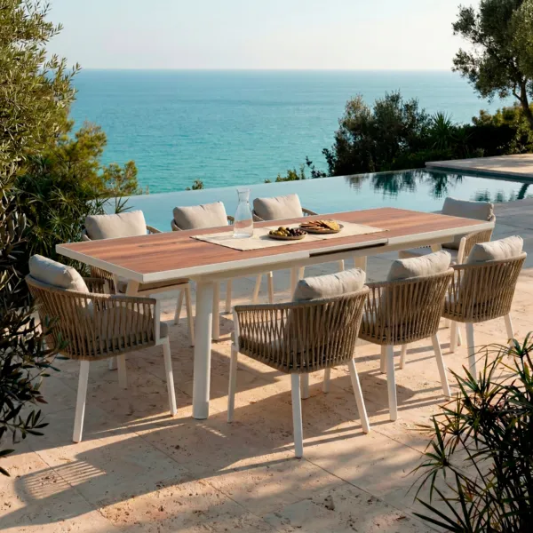 Tavolo da giardino allungabile alluminio 10 posti (260 x 96 cm) Amalfi Bianco