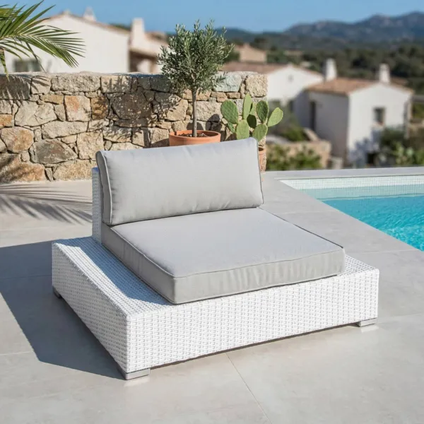 Poltrona da giardino in resina intrecciata Palma Bianco e grigio