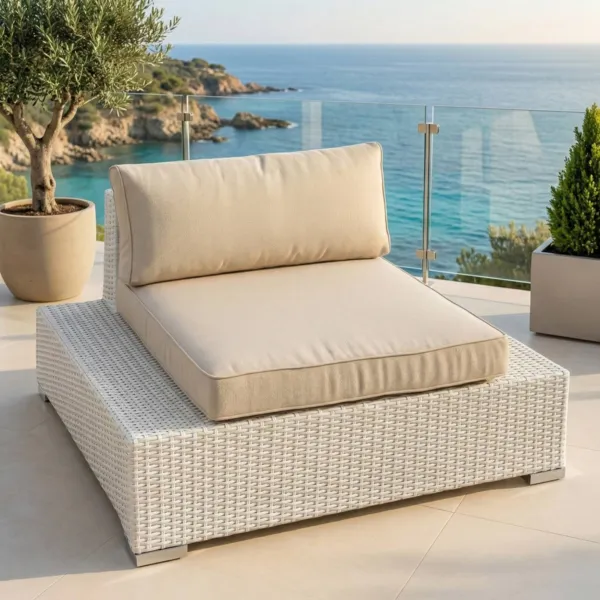 Poltrona da giardino in resina intrecciata Palma Bianco e beige