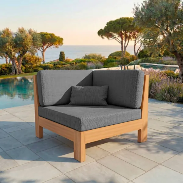 Fauteuil d'angle de jardin bois d'acacia Born�o Gris anthracite