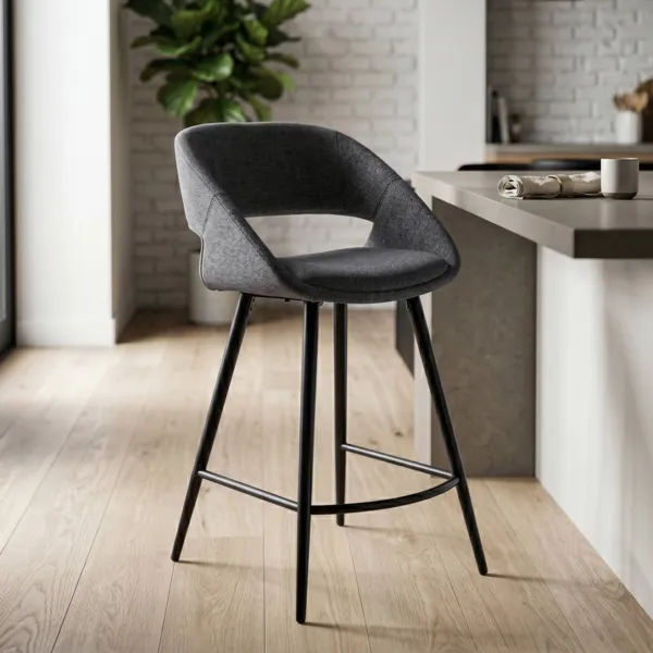 Set di 2 sedie per isola centrale con schienale in tessuto (seduta 68cm) Kosmo Grigio scuro