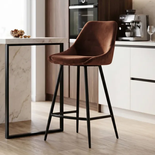 Lot de 2 chaises �lot central avec dossier velours (Assise 67cm) Juno Marron