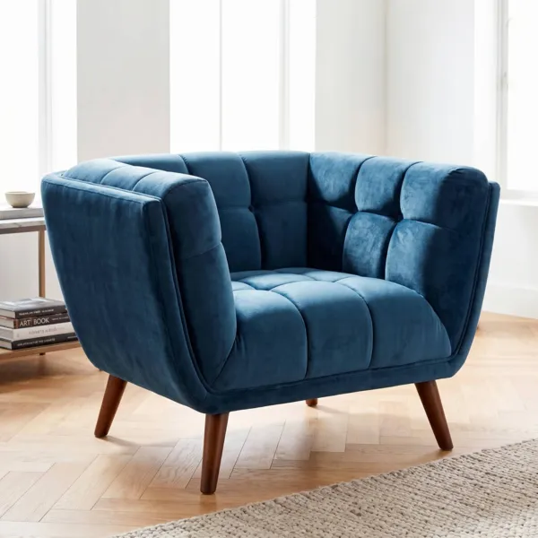 Sill�n de terciopelo (Asiento 45 cm) Rory Azul oscuro