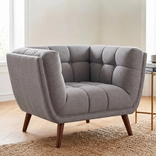 Fauteuil en gestructureerde stof (Zithoogte 45 cm) Rory Donkergrijs