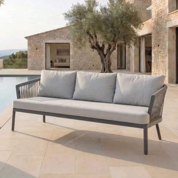 Gartensofa aus Aluminium 3 Pl�tze Amalfi Anthrazitgrau und Hellgrau