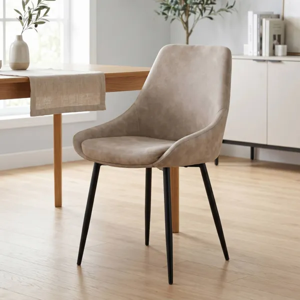 Set van 2 eetkamerstoelen in su�de-effect (Zithoogte 47 cm) Juno Beige