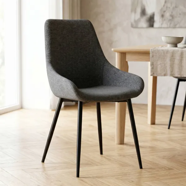 Set di 2 sedie da pranzo in tessuto (seduta 47 cm) Juno Grigio scuro