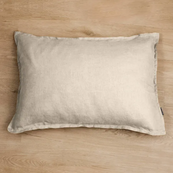 Taie d'oreiller rectangulaire lin lav� (50 x 80 cm) Louise Beige
