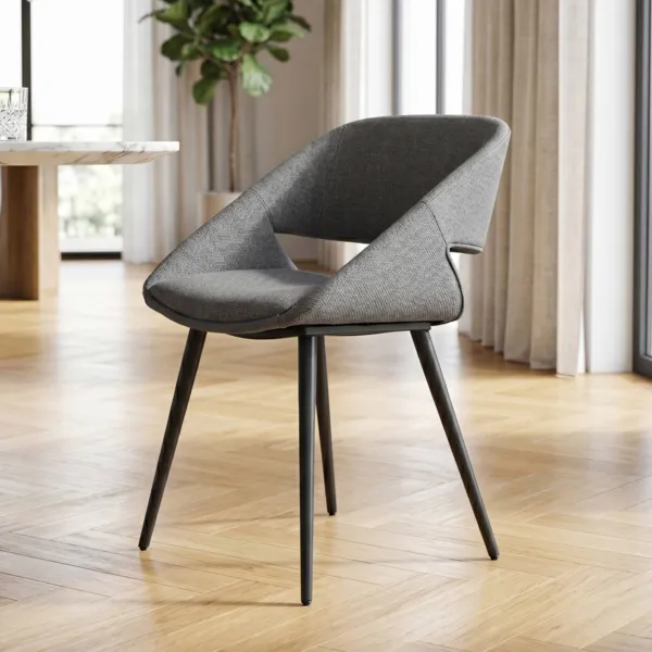 Conjunto de 2 sillas de comedor de tela (Asiento 49 cm) Orka Gris oscuro