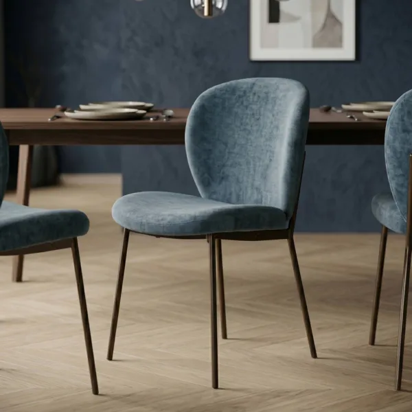Conjunto de 2 sillas de comedor de tela (Asiento 48,5 cm) Isla Azul oscuro