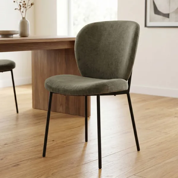 Set van 2 eetkamerstoelen stof (Zithoogte 48,5 cm) Isla Donkergroen