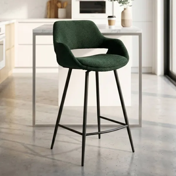 Conjunto de 2 taburetes de isla central con respaldo de bucle (Asiento 65cm) Soho Verde Pino