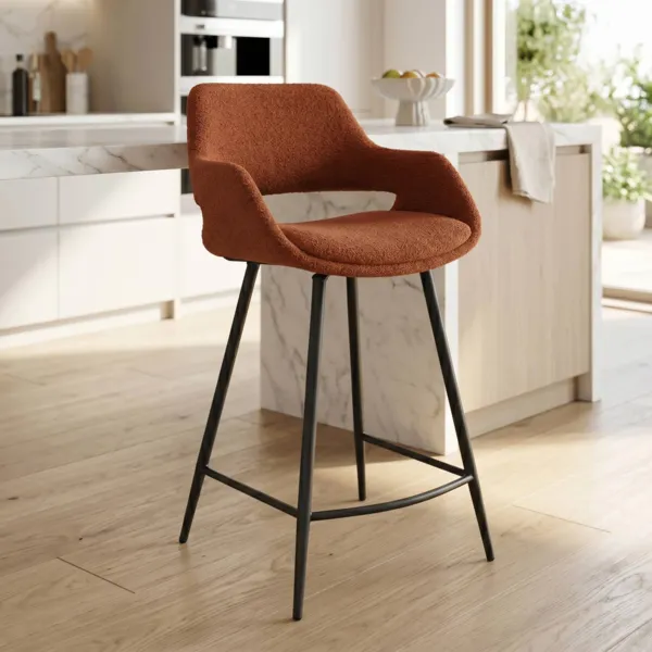 Lot de 2 chaises �lot central avec dossier bouclette (Assise 65cm) Soho Caramel