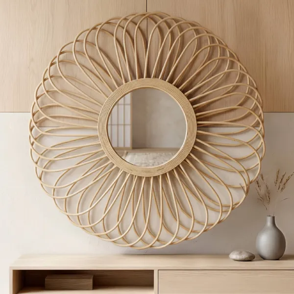 Miroir mural cadre bois (44,5 cm) Elio Naturel