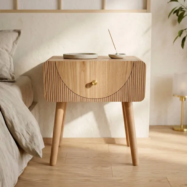 Nachttisch aus Holz mit einer Schublade (H 50 cm) Mila Natur 