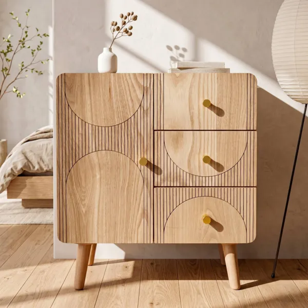 Kommode Schubladenkommode 4 Schubladen Holz (H60 cm) Mila Naturfarben
