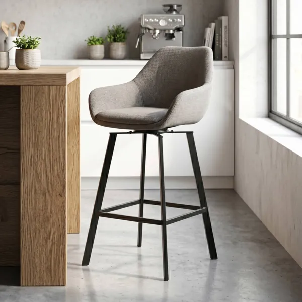 Set di 2 sedie per isola centrale girevoli con schienale in tessuto (seduta 64cm) Zila Grigio argento