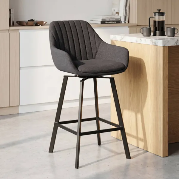Set di 2 sedie per isola centrale girevoli con schienale in tessuto (seduta 64cm) Zila Grigio scuro