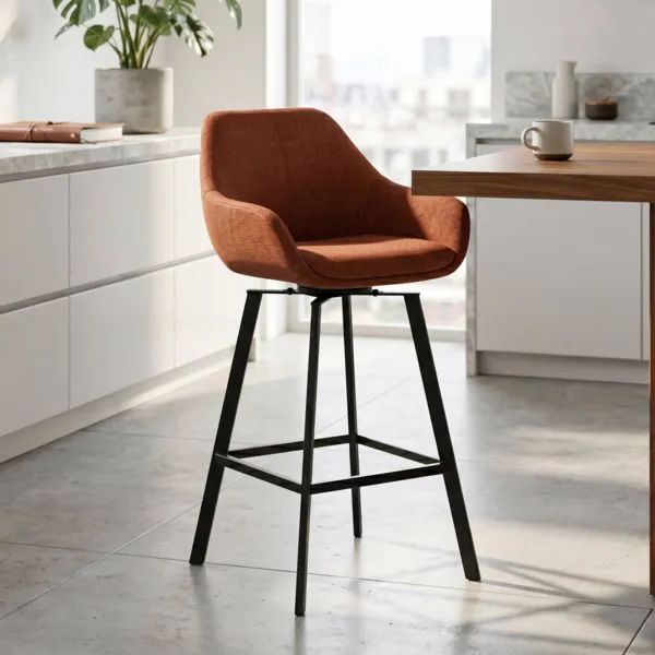 Set di 2 sedie per isola centrale girevoli con schienale in tessuto (Altezza seduta 64cm) Zila Caramello