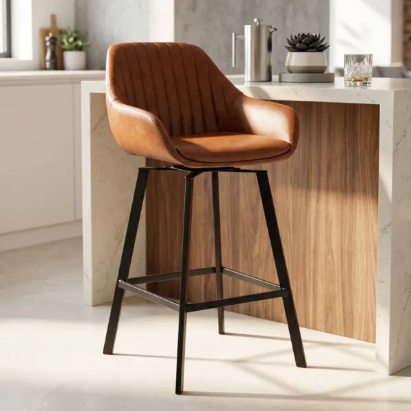 Set di 2 sgabelli da bar girevoli con schienale (Altezza seduta 75cm) Zila Marrone