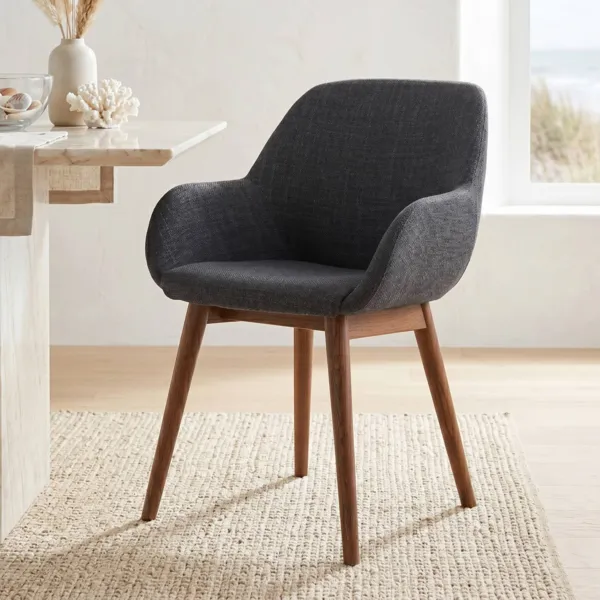 Conjunto de 2 sillas de comedor de tela (Asiento 48 cm) Elia Negro