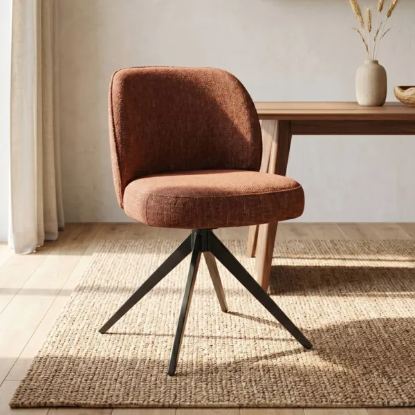 Conjunto de 2 sillas de comedor de tela texturizada (Asiento 51 cm) Linda Burdeos