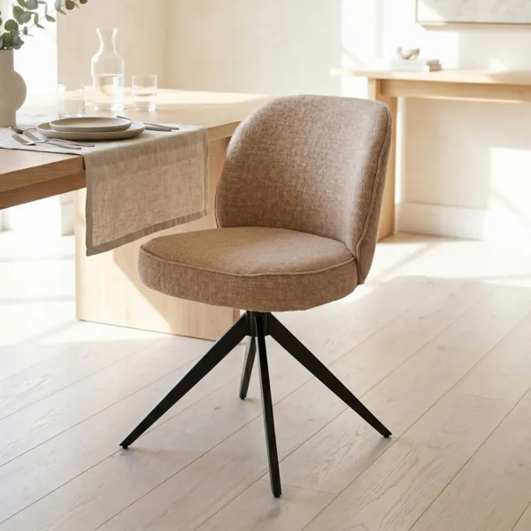 Conjunto de 2 sillas de comedor giratorias de tela texturizada (Asiento 51 cm) Linda Camel