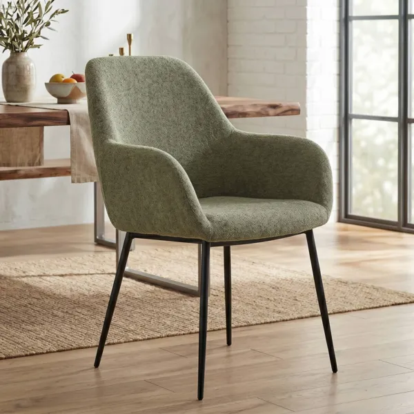 Set di 2 sedie da pranzo in tessuto di velluto (seduta 48 cm) Zola Verde cachi