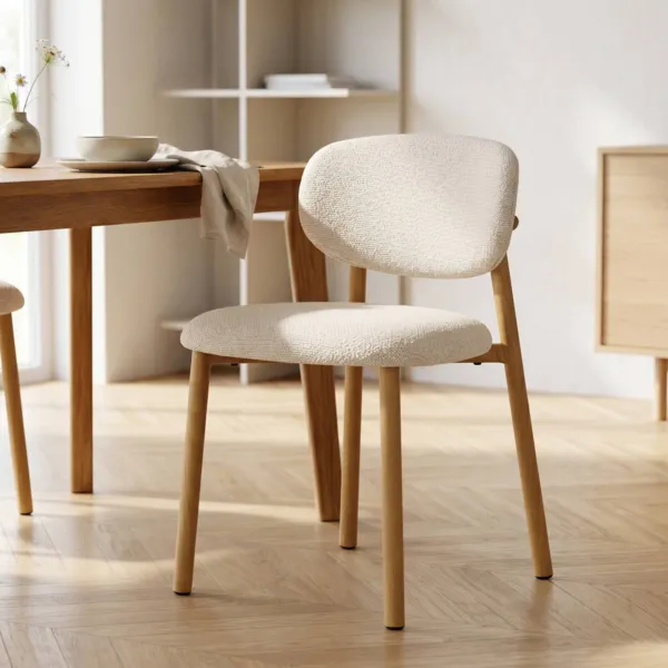 Conjunto de 2 sillas de comedor de tela (Asiento 49 cm) Amal Crudo