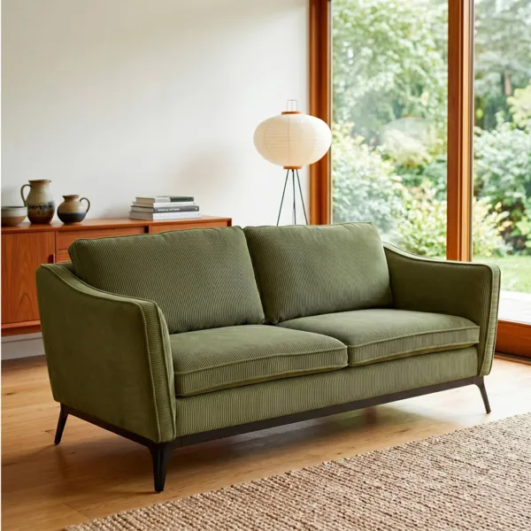 Sof� recto de 2 plazas de pana acanalada (169 cm) Owen Verde Pino