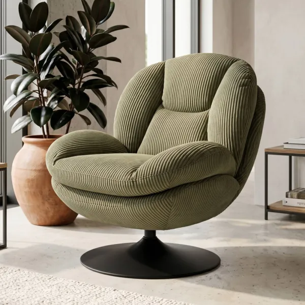 Sill�n giratorio de terciopelo acanalado (Asiento 46 cm) Lomy Verde
