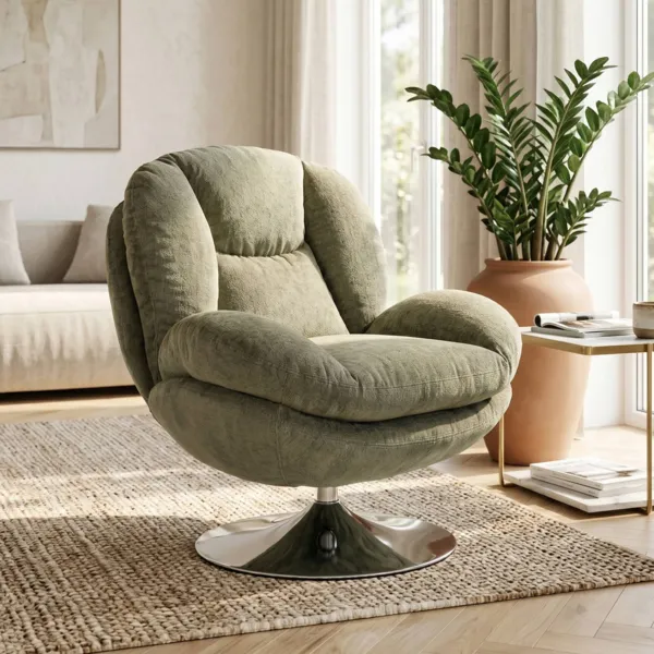 Sill�n giratorio de tela (Asiento 46 cm) Lomy Verde caqui
