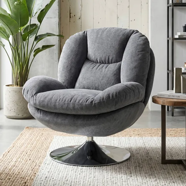 Drehbarer Stoff-Sessel (Sitzh�he 46 cm) Lomy Dunkelgrau
