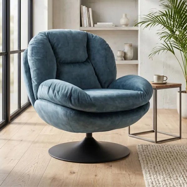 Sill�n giratorio de terciopelo (Asiento 46 cm) Lomy Azul gris