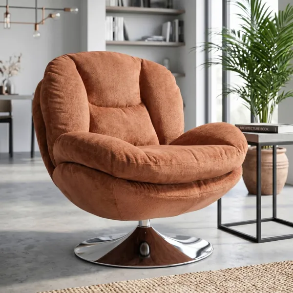 Poltrona girevole in tessuto (seduta 46 cm) Lomy Ruggine
