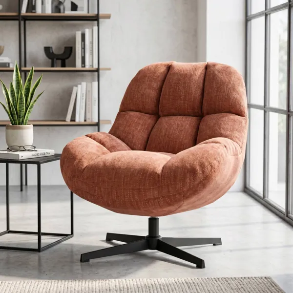 Drehbarer Stoffsessel (Sitzhöhe 47 cm) Rezo Terrakotta