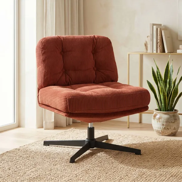 Samtiger Cord-Drehstuhl (Sitzh�he 46 cm) Kult Terrakotta