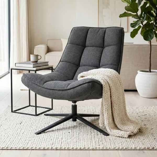 Fauteuil pivotant tissu (Assise 43 cm) Oxxo Gris anthracite