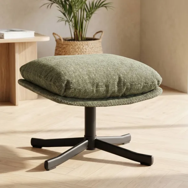 Fu�hocker aus strukturiertem Stoff (H�he 44 cm) Moor Dunkelgr�n