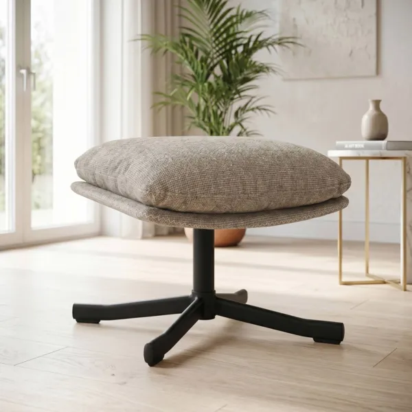 Fußhocker aus strukturiertem Stoff (Höhe 44 cm) Moor Beige Sand