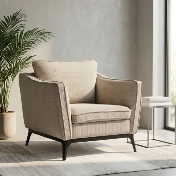 Samt-Cord-Sessel (Sitzhöhe 45 cm) Owen Beige