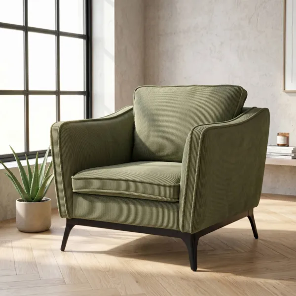 Sill�n de terciopelo acanalado (Asiento 45 cm) Owen Verde Pino