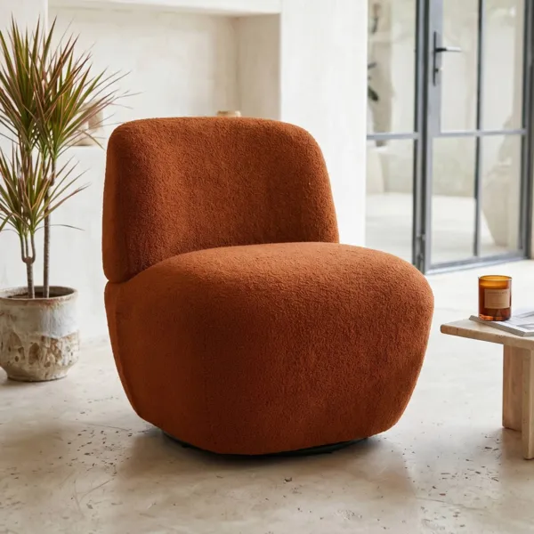 Fauteuil pivotant bouclette (Assise 45 cm) Nyxor Terracotta