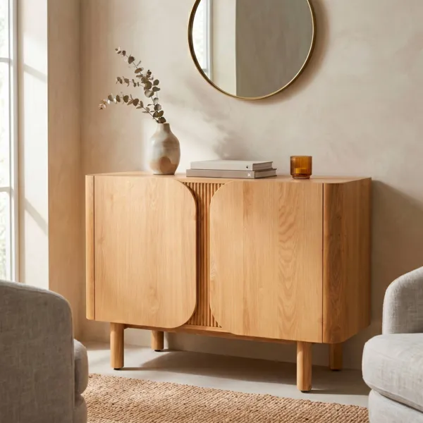 Buffet 2 deuren massief eiken (107 x 80 cm) Oakland Natuurlijk
