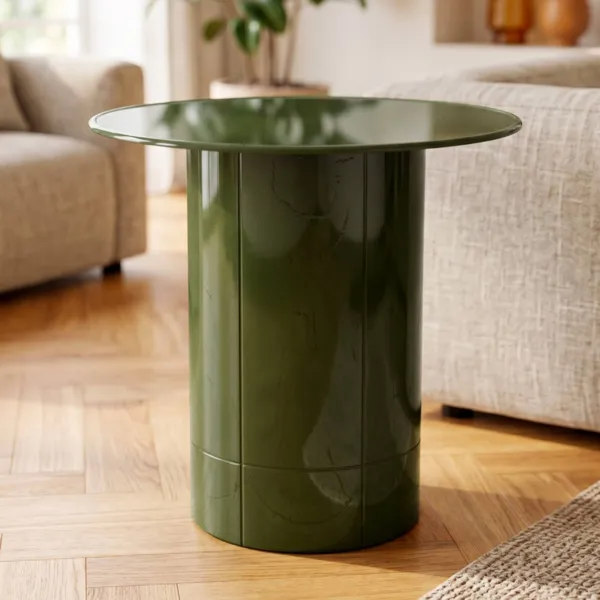 Table basse ronde verre et MDF (H51 cm) Jila Verte