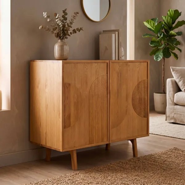 Buffet haut 2 portes ch�ne (100 x 100 cm) Olys naturel